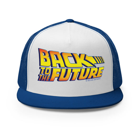 Back to the Future Logo Trucker Hat Royal/ White/ Royal