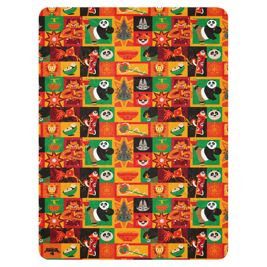 Kung Fu Panda 4 Patterened Sherpa Blanket