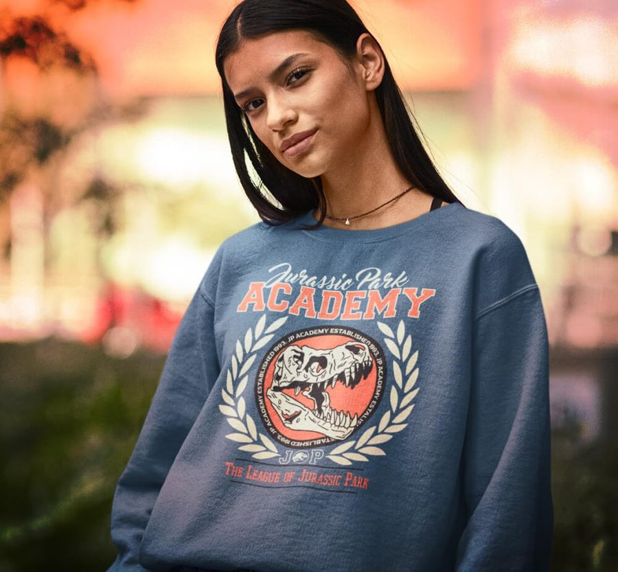 Link to /products/jurassic-park-retro-varsity-academy-crewneck-sweatshirt