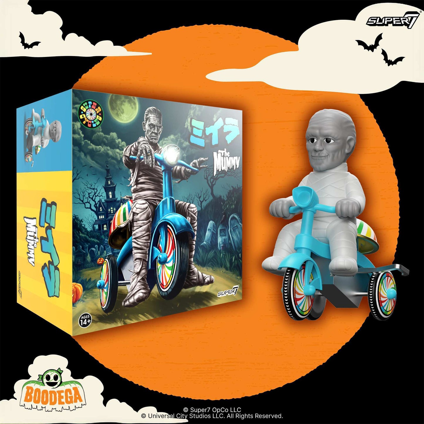 Universal Monsters Super Cycles - The Mummy  (Light Grey w/ Blue Trike)