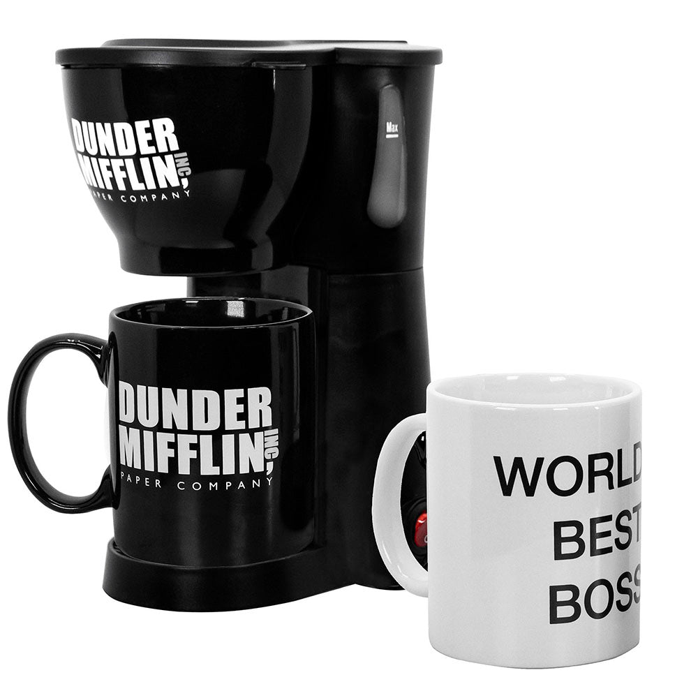 The Office Single Cup Coffee Maker with two Mugs