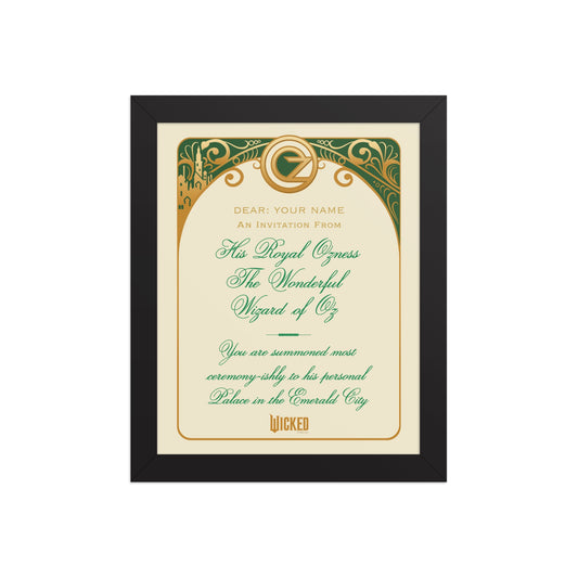Wicked Personalized Emerald City Summons Framed Poster  Black