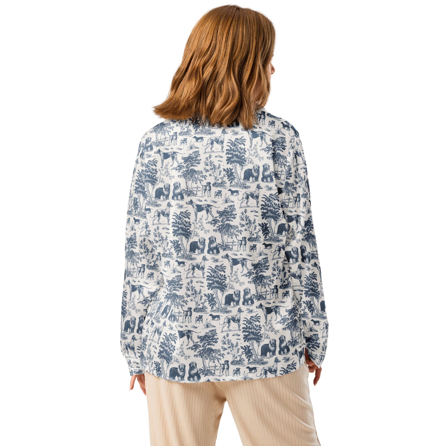 Sense and Sensibility Women's Dog Toile Long Sleeve Pajama Top