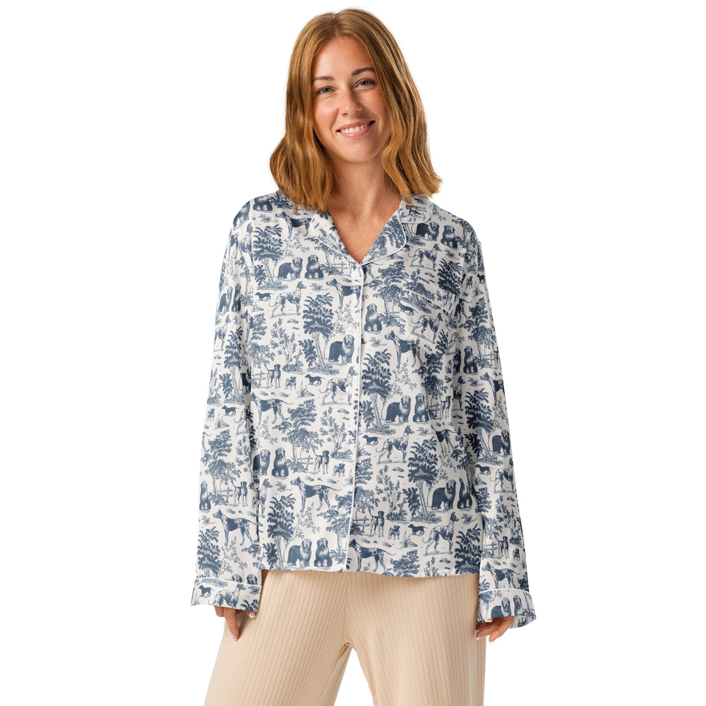 Sense and Sensibility Women's Dog Toile Long Sleeve Pajama Top