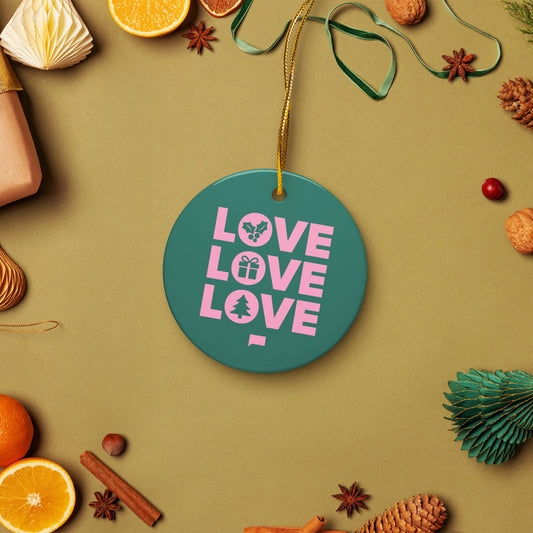 Bravo Ornament Love Love Love Holiday Ceramic