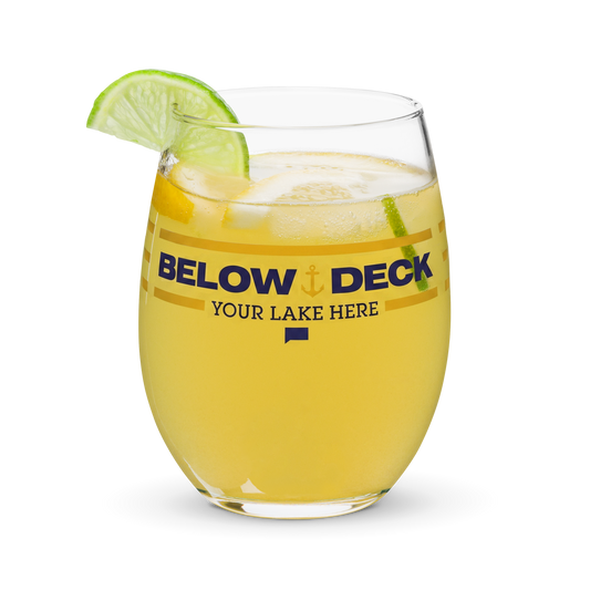 Below Deck Wine Glass Personalized Lake