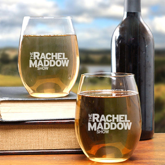 The Rachel Maddow Show Logo Laser Engraved Stemless Wine Glass - Set of 2