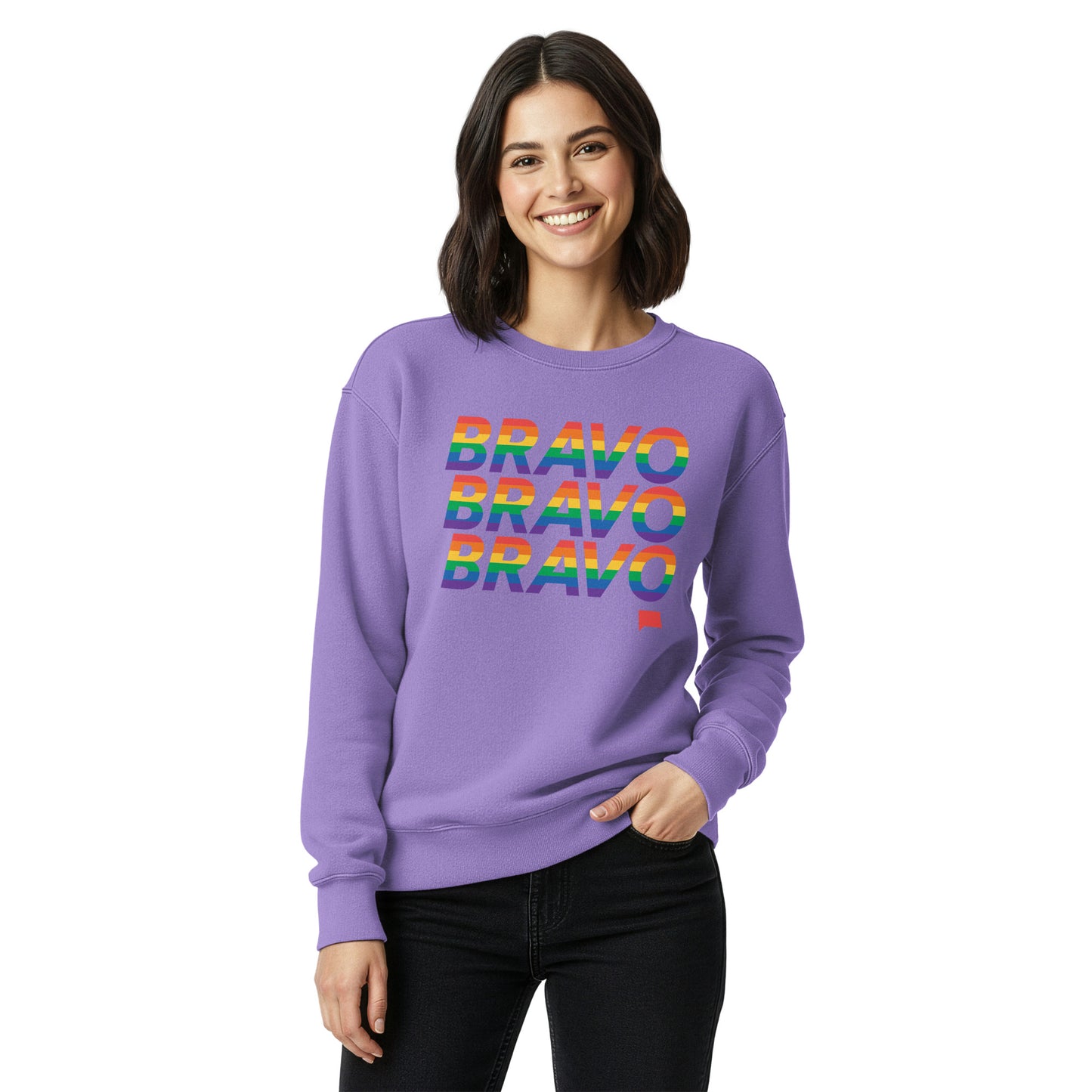 Bravo Pride Crewneck Striped Logo