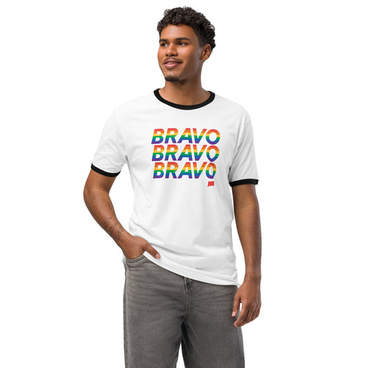 Bravo Pride Ringer T-Shirt Striped Logo