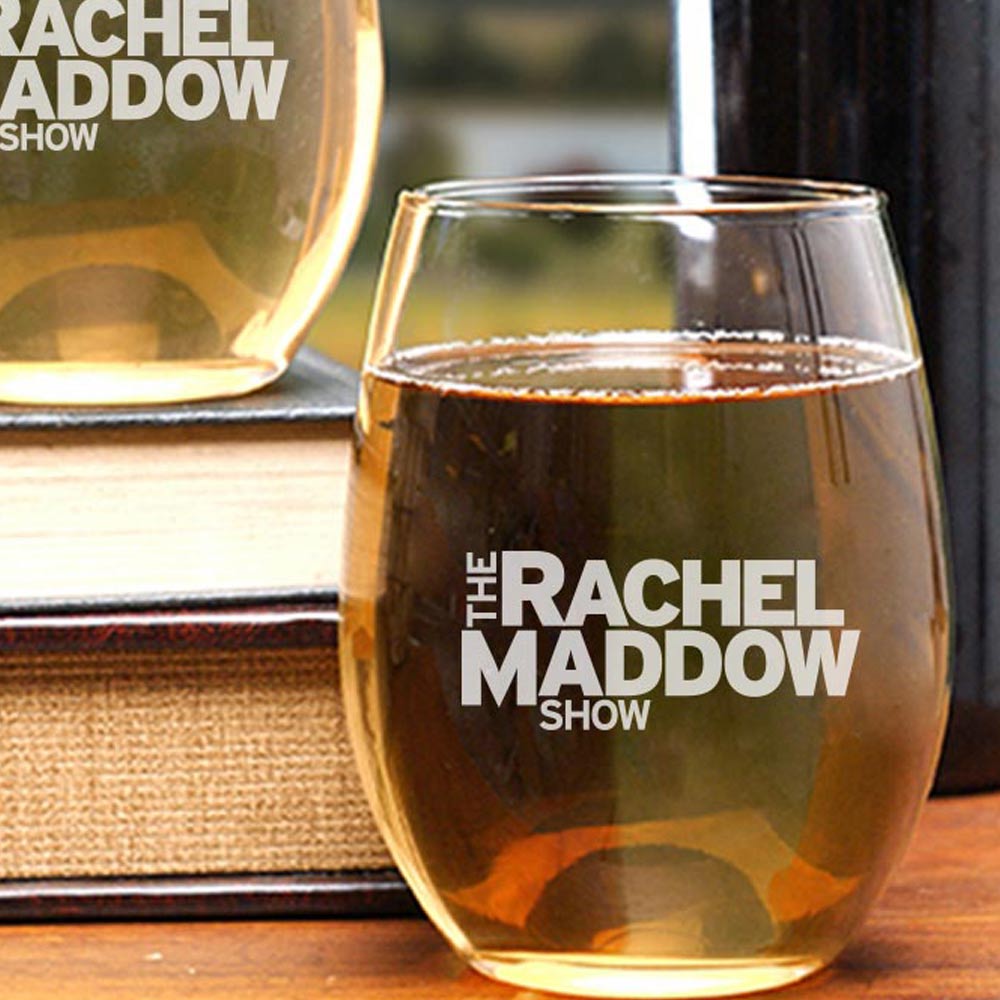 The Rachel Maddow Show LOGO Laser Engraved Stemless Wine Glass - Set of 2