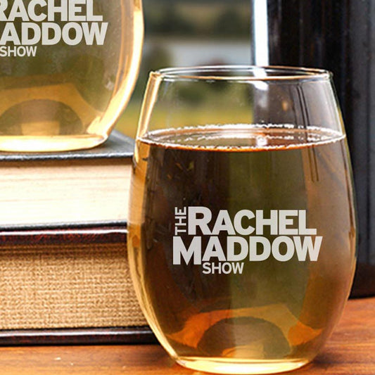 The Rachel Maddow Show Logo Laser Engraved Stemless Wine Glass - Set of 2