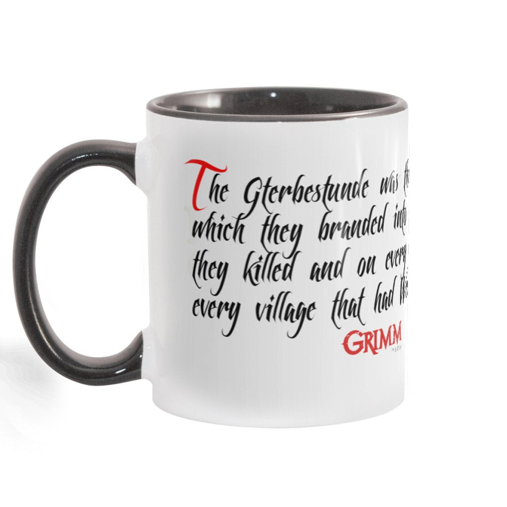 9 3 4 & grim coffee mug Grimm Gterbestunde Mark White and Black Mug