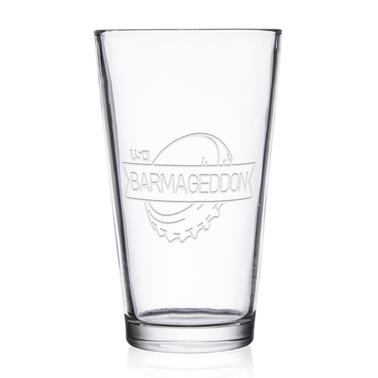 Barmageddon Logo Laser Engraved Pint Glass
