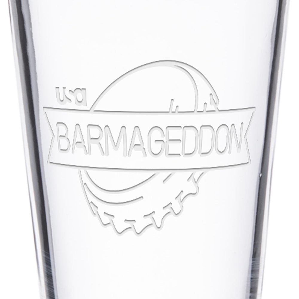 Barmageddon Logo Laser Engraved Pint Glass