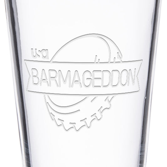 Barmageddon Logo Laser Engraved Pint Glass