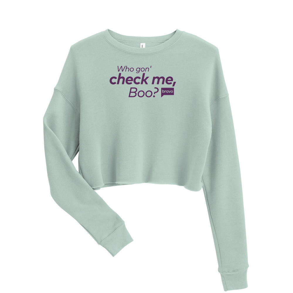 Bravo Gear Who Gon' Check Me, Boo? Women's Fleece Crop Sweatshirt