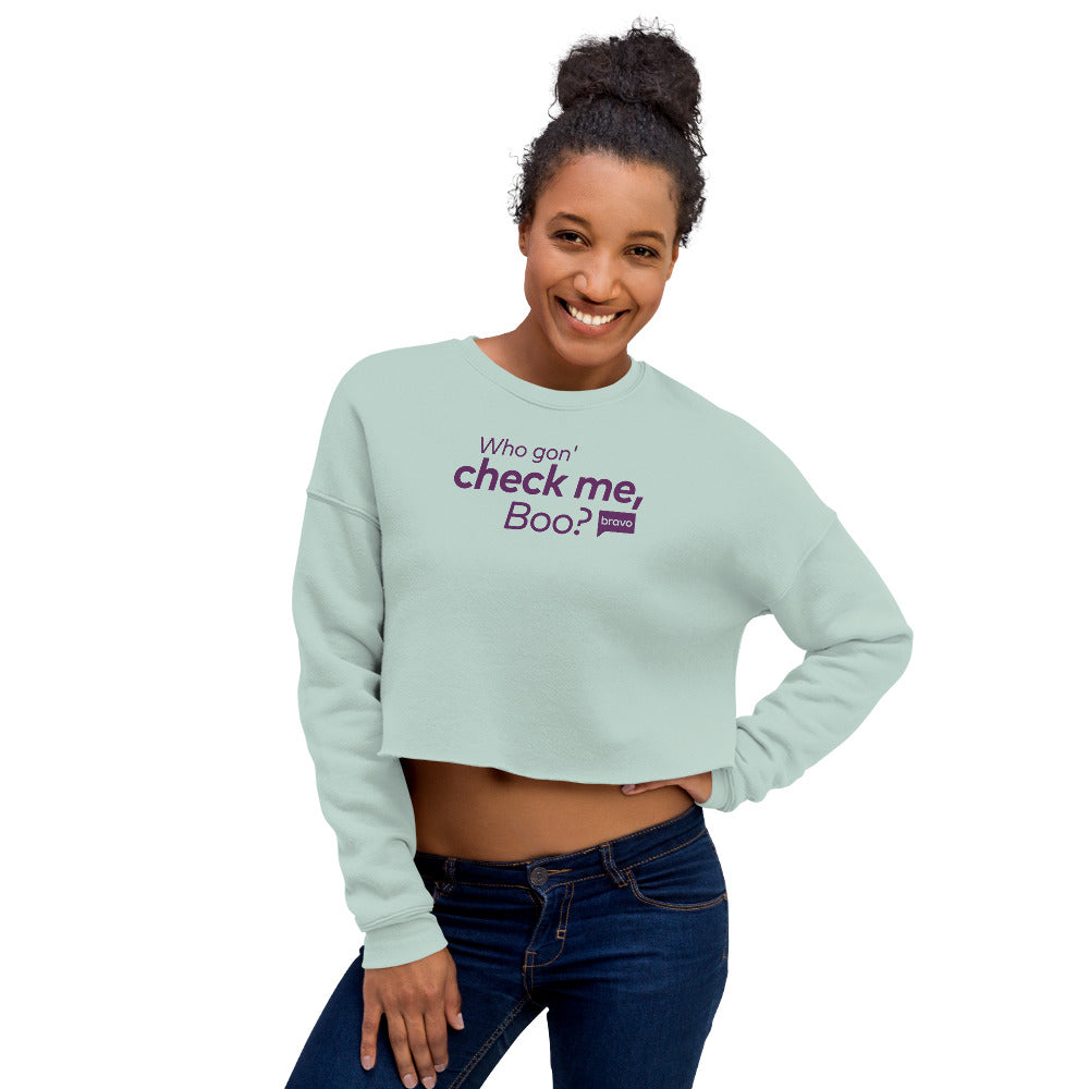 Bravo Gear Who Gon' Check Me, Boo? Women's Fleece Crop Sweatshirt