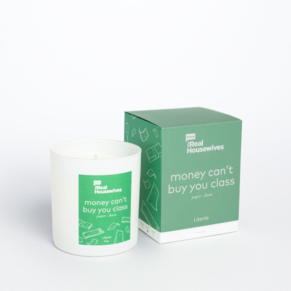Money Can't Buy You Class Paper and Linen Candle