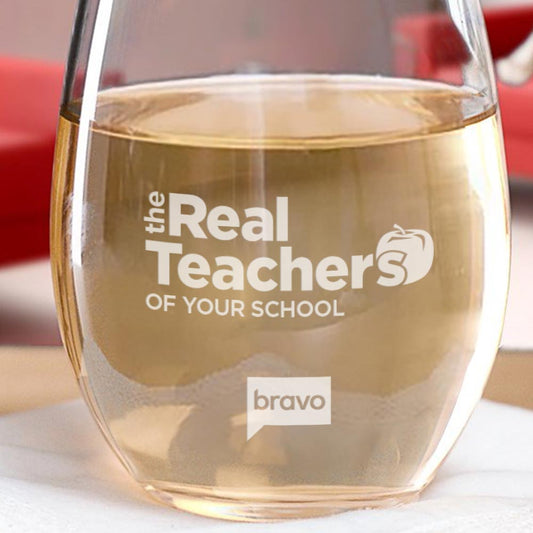 Bravo Gear The Real Teachers Personalized Laser Engraved Stemless Wine Glass