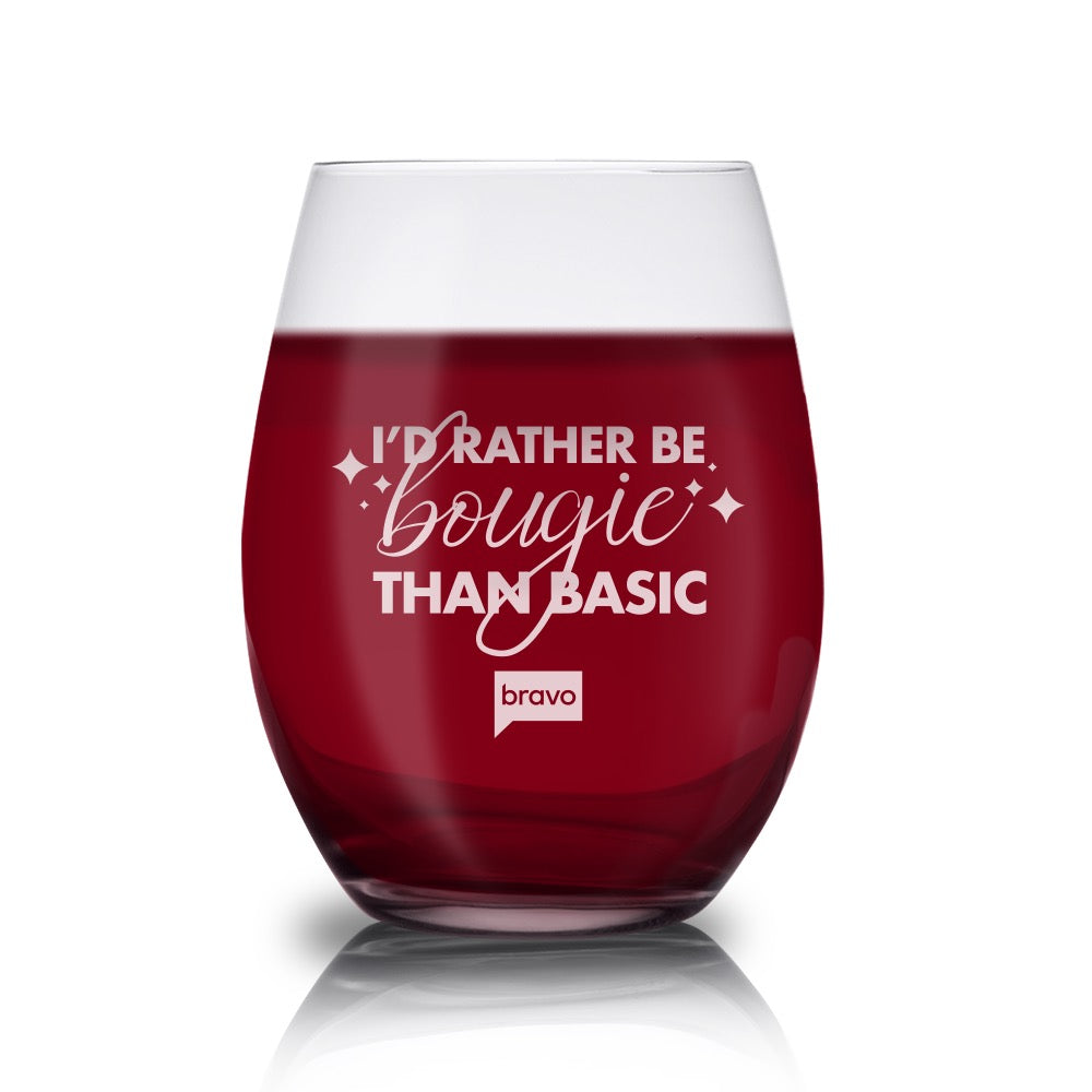 I'd Rather Be Bougie Than Basic Stemless Wine Glass