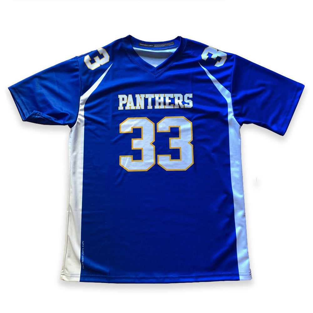 Custom Gold Navy-Powder Blue Mesh Authentic Football Jersey