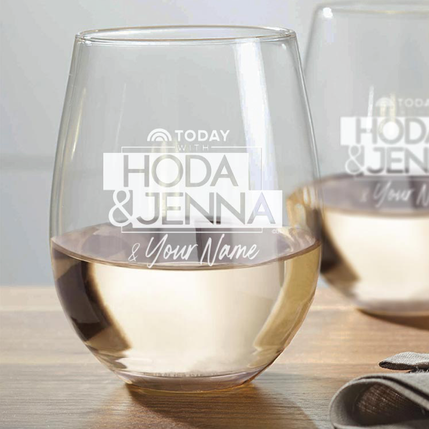 TODAY with Hoda & Jenna Personalized Laser Engraved Stemless Wine Glass - Set of 2