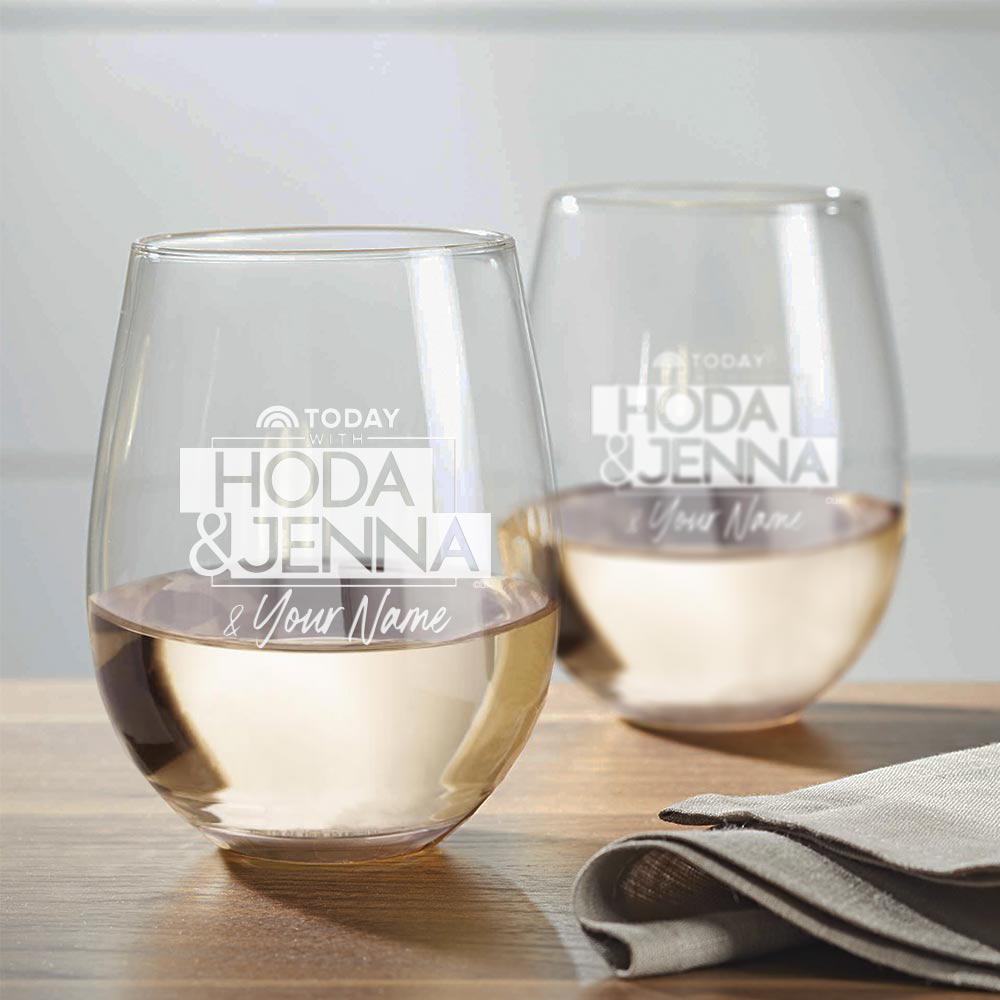 TODAY Show With Hoda & Jenna Personalized Laser Engraved Stemless Wine Glass - Set of 2