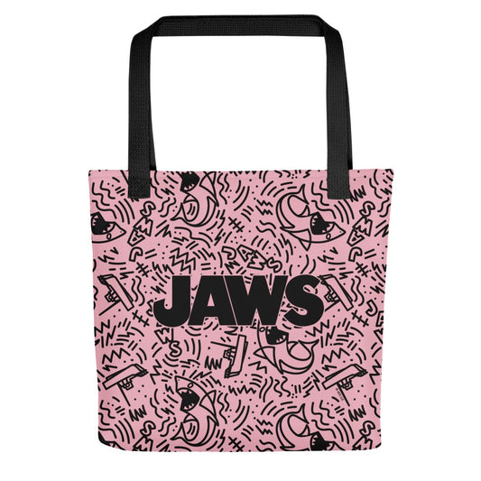 Jaws Pink Doodle Pattern Tote Bag