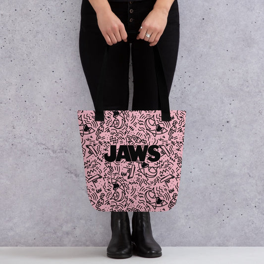 Jaws Pink Doodle Pattern Tote Bag