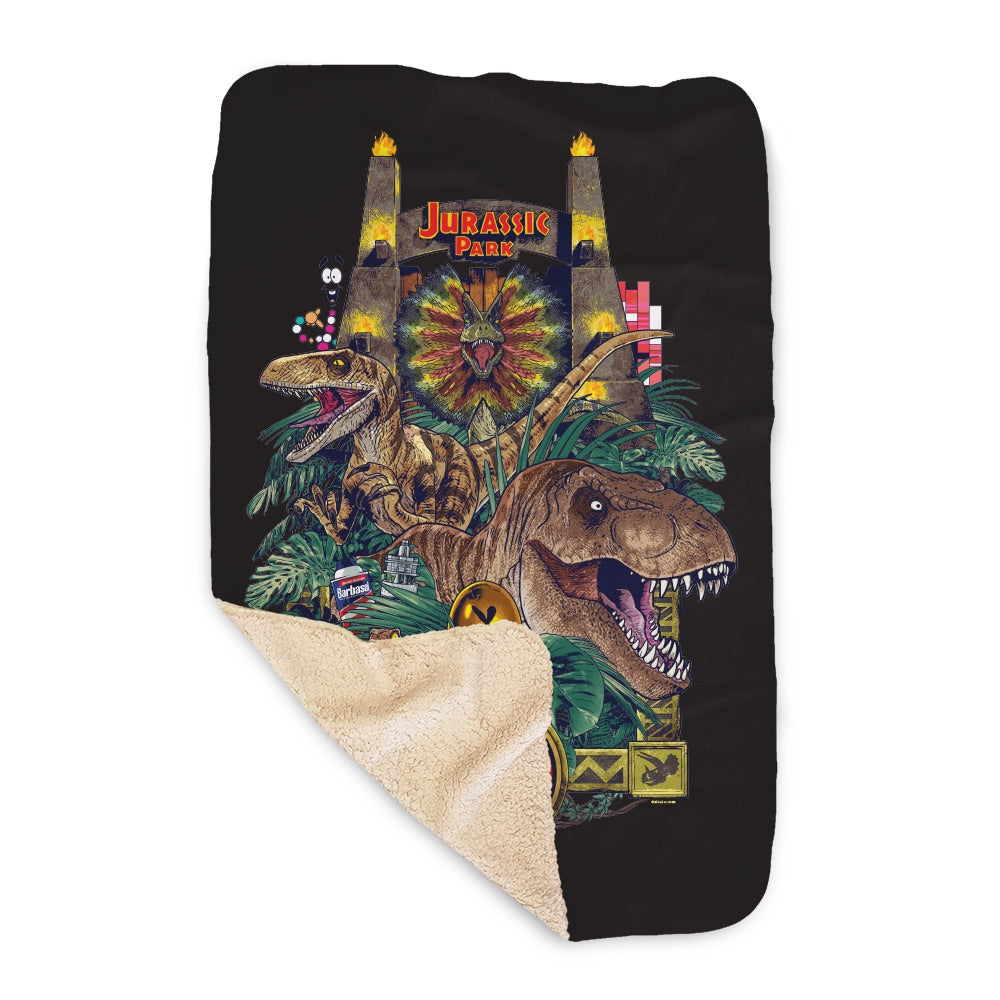 Jurassic Park Sherpa Blanket