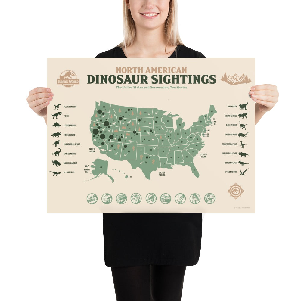 Jurassic Park National Parks Dinosaur Sightings Poster