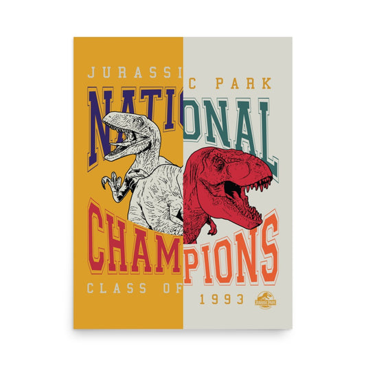 Jurassic Park Retro Varsity National Champions Poster