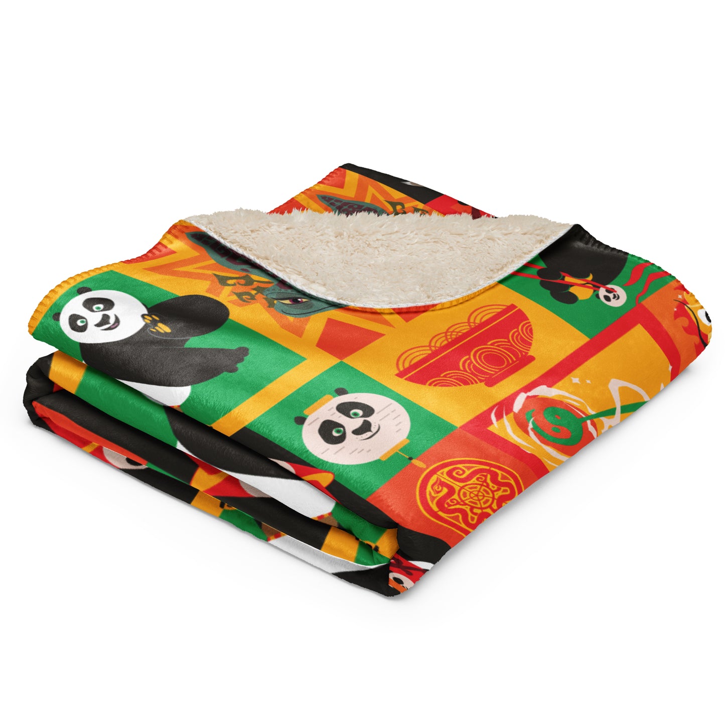 Kung Fu Panda 4 Patterened Sherpa Blanket