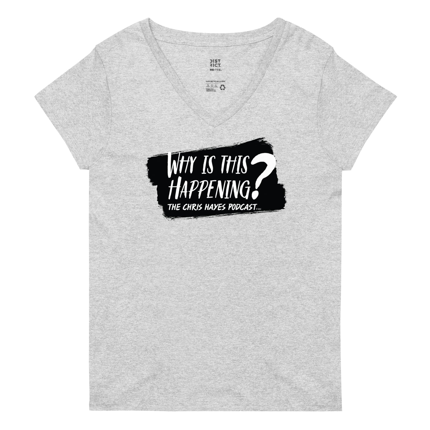 Why Is This Happening? The Chris Hayes Podcast Black Logo V-Neck T-Shirt