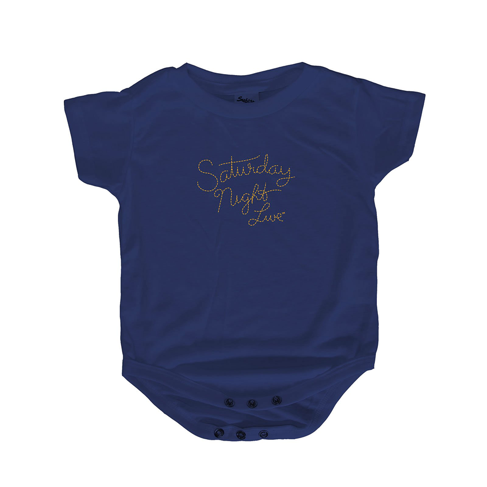 Saturday Night Live Stitched Logo Navy Baby Bodysuit