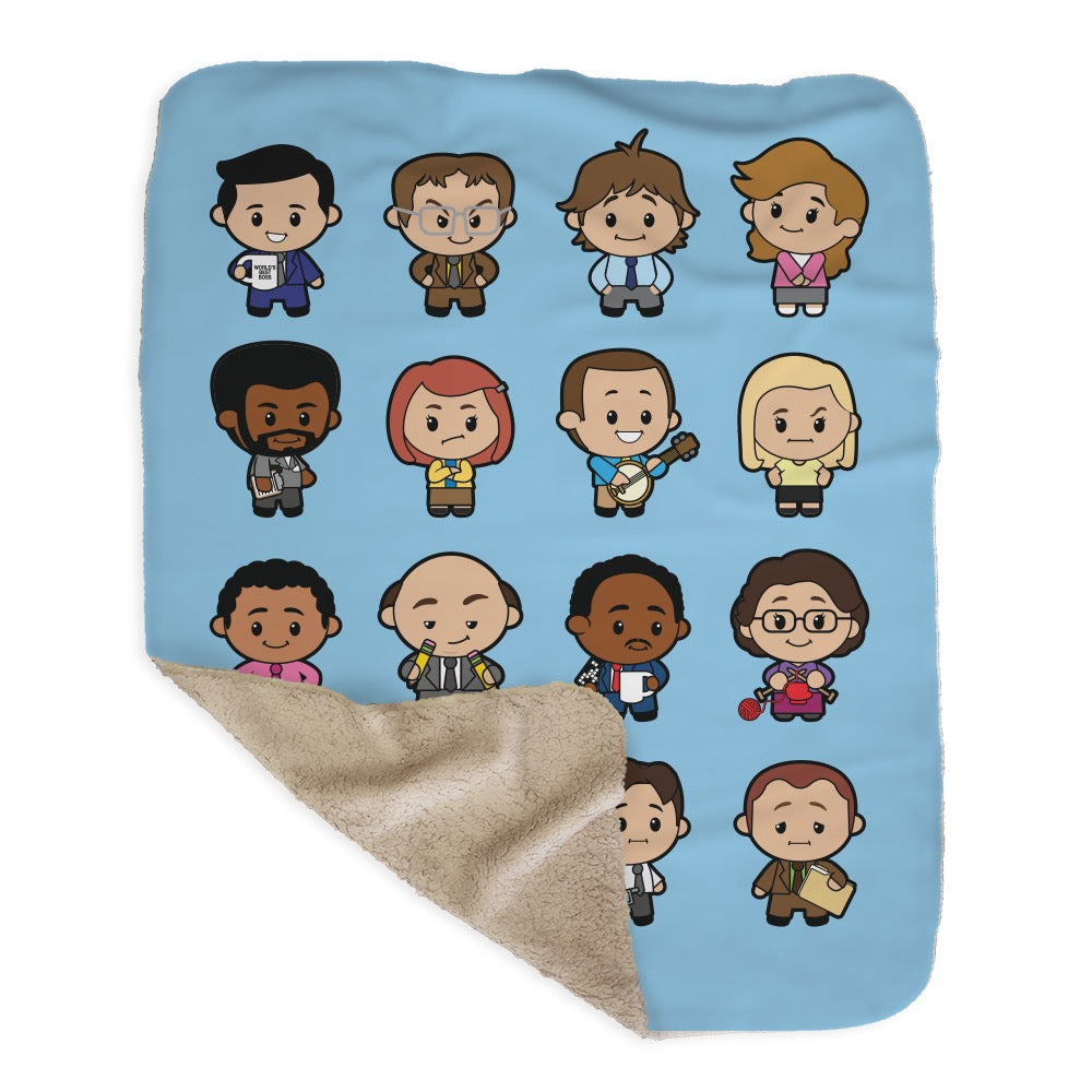 The Office Cute Collection Characters Sherpa Blanket