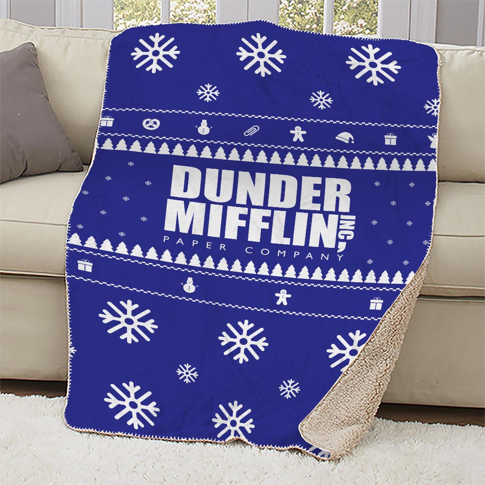 The Office Dunder Mifflin Holiday Sherpa Blanket