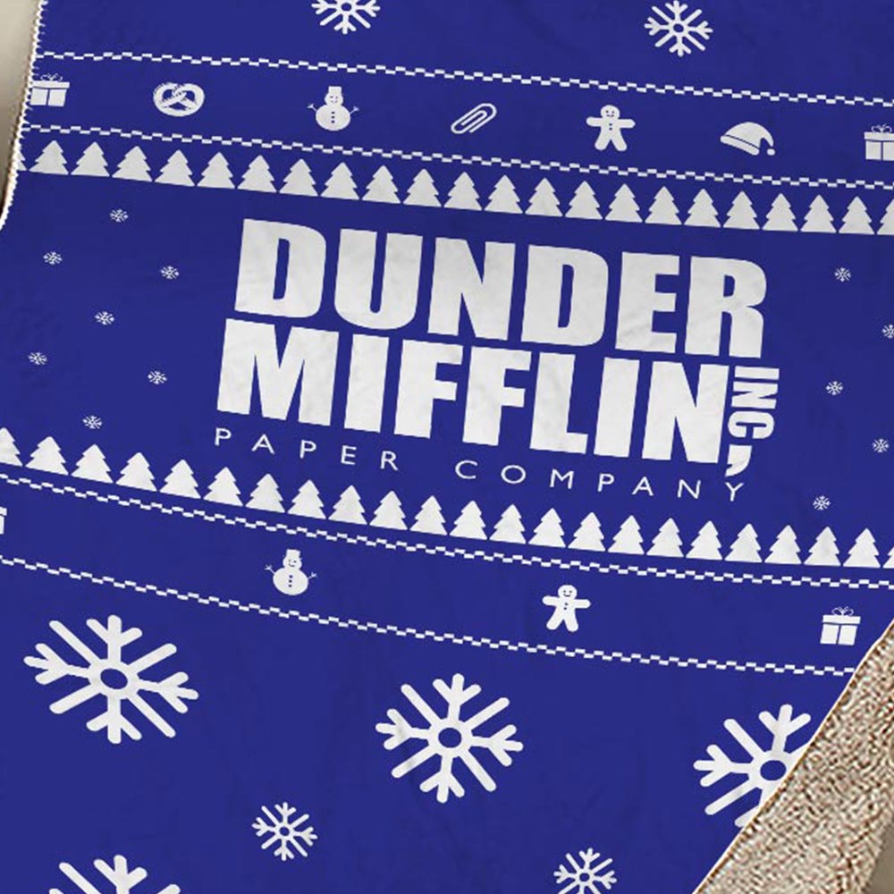 The Office Dunder Mifflin Holiday Sherpa Blanket