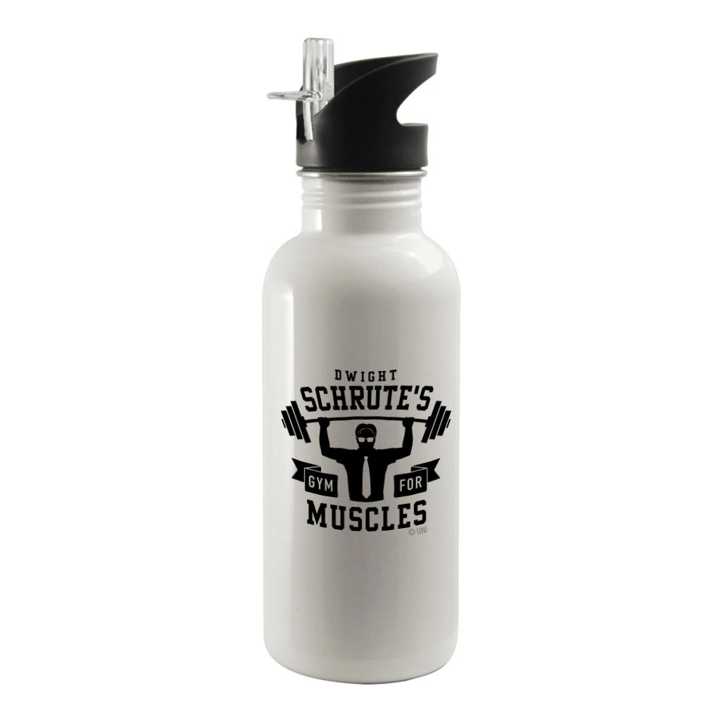 The Office Dwight Schrute's Gym for Muscles 20 oz Screw Top Water Bottle with Straw