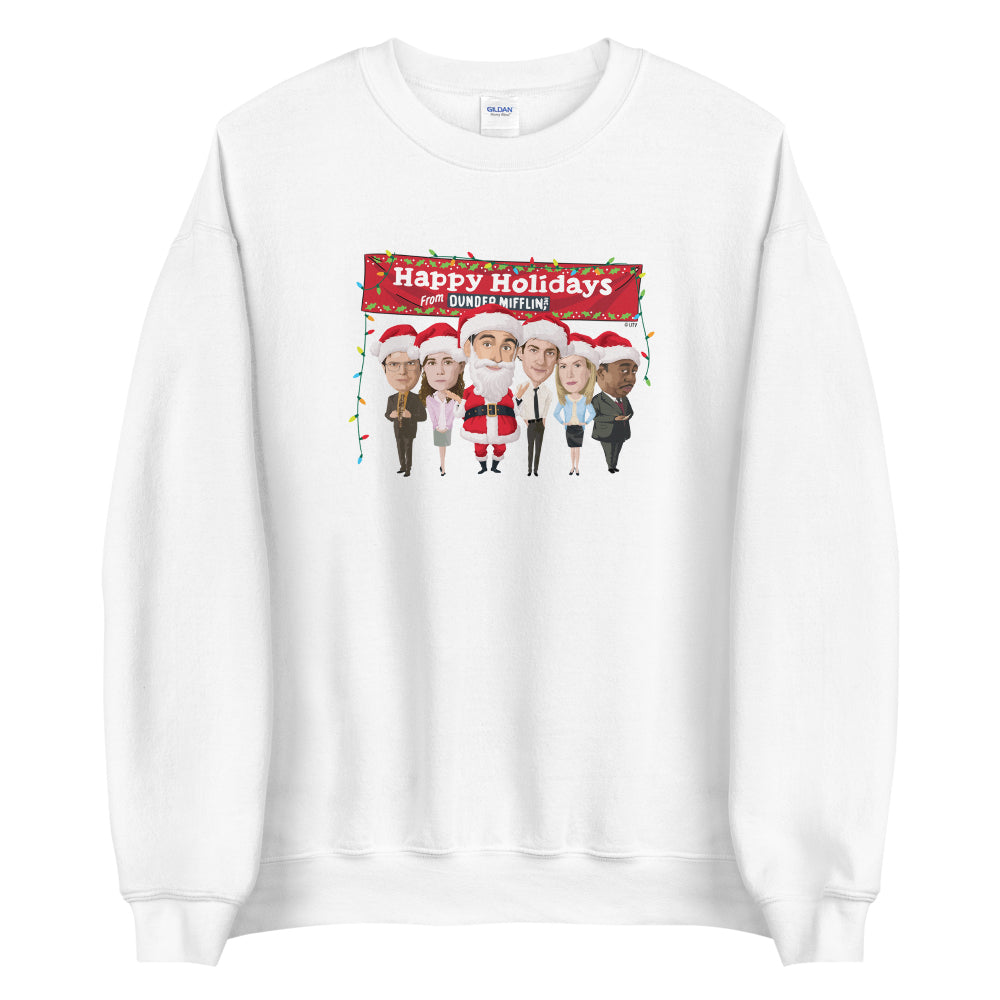 The Office Dunder Mifflin Happy Holidays Fleece Crewneck Sweatshirt