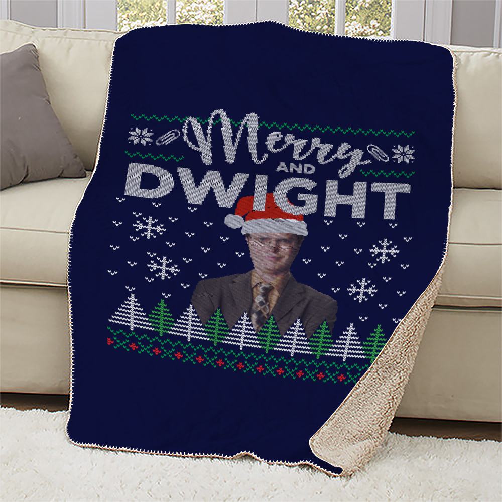 The Office Merry and Dwight Ugly Christmas Sherpa Blanket