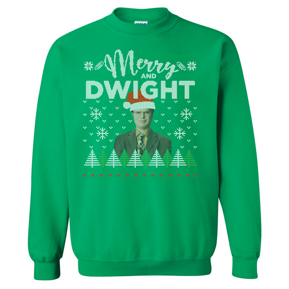 The Office Merry and Dwight Ugly Christmas Fleece Crewneck Sweatshirt