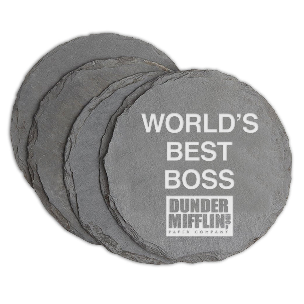 The Office World's Best Boss Slate Coasters - Set of 4