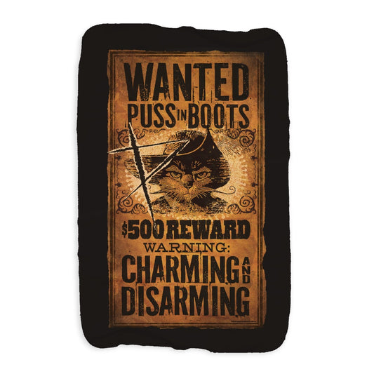 Puss In Boots Wanted Sign Sherpa Blanket