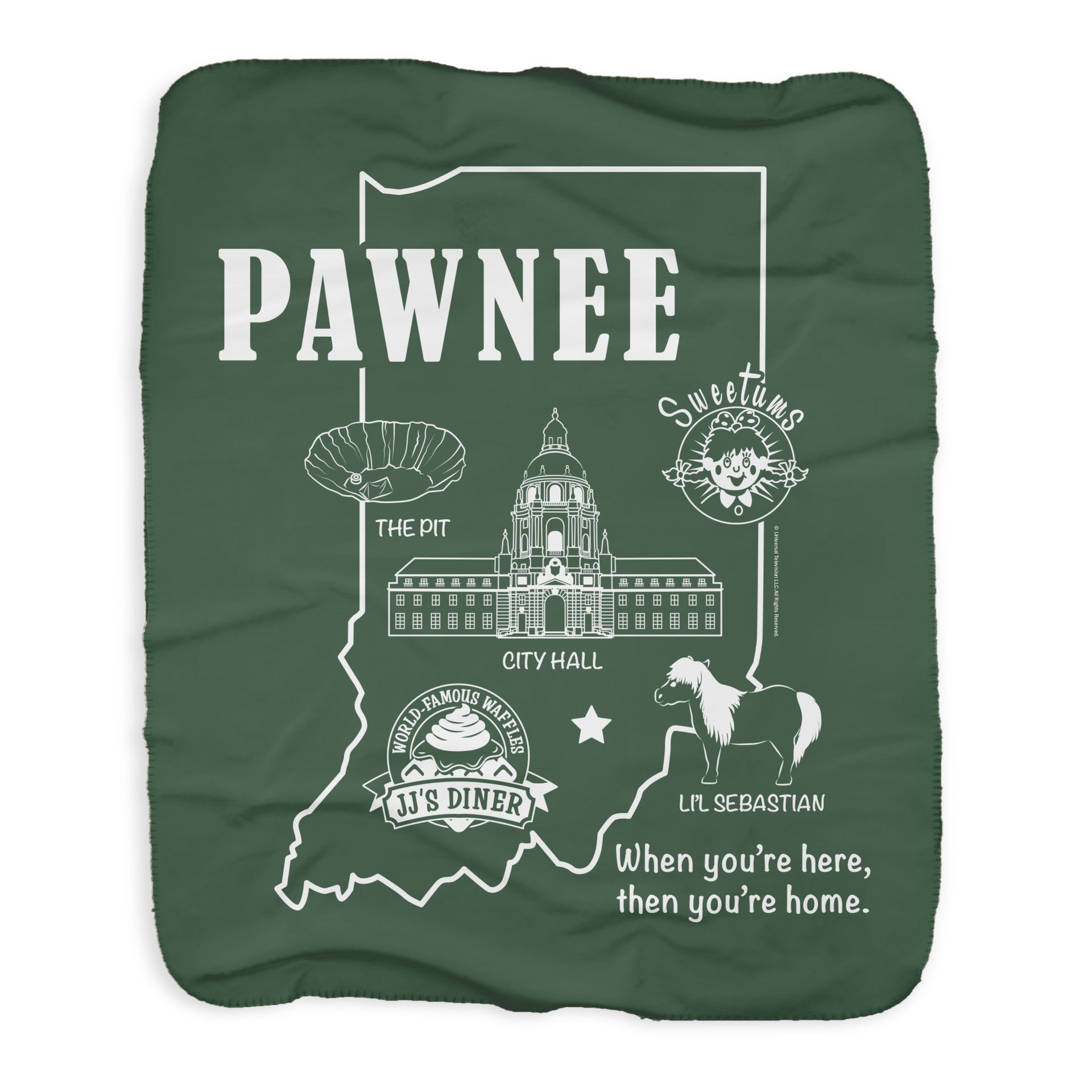 Parks and Recreation Pawnee Indiana Map Sherpa Blanket