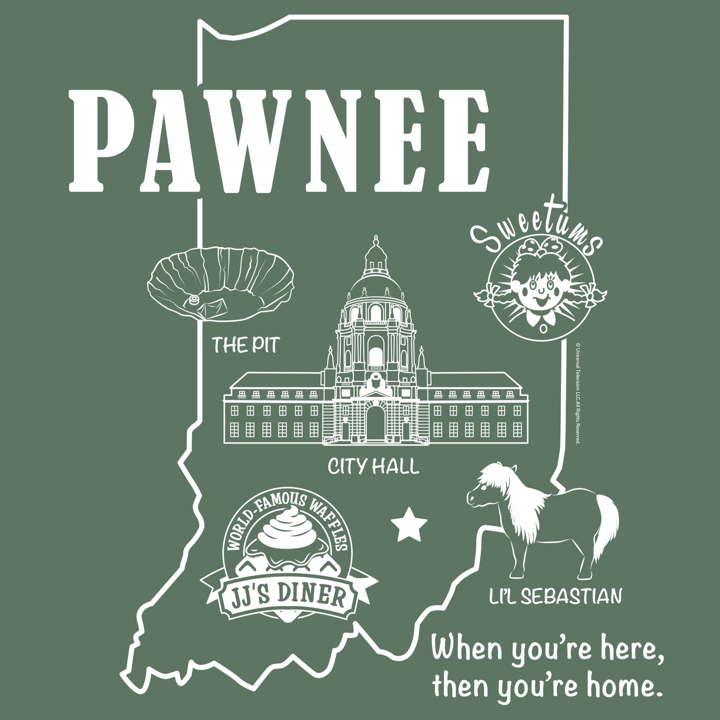 Parks and Recreation Pawnee Indiana Map Sherpa Blanket