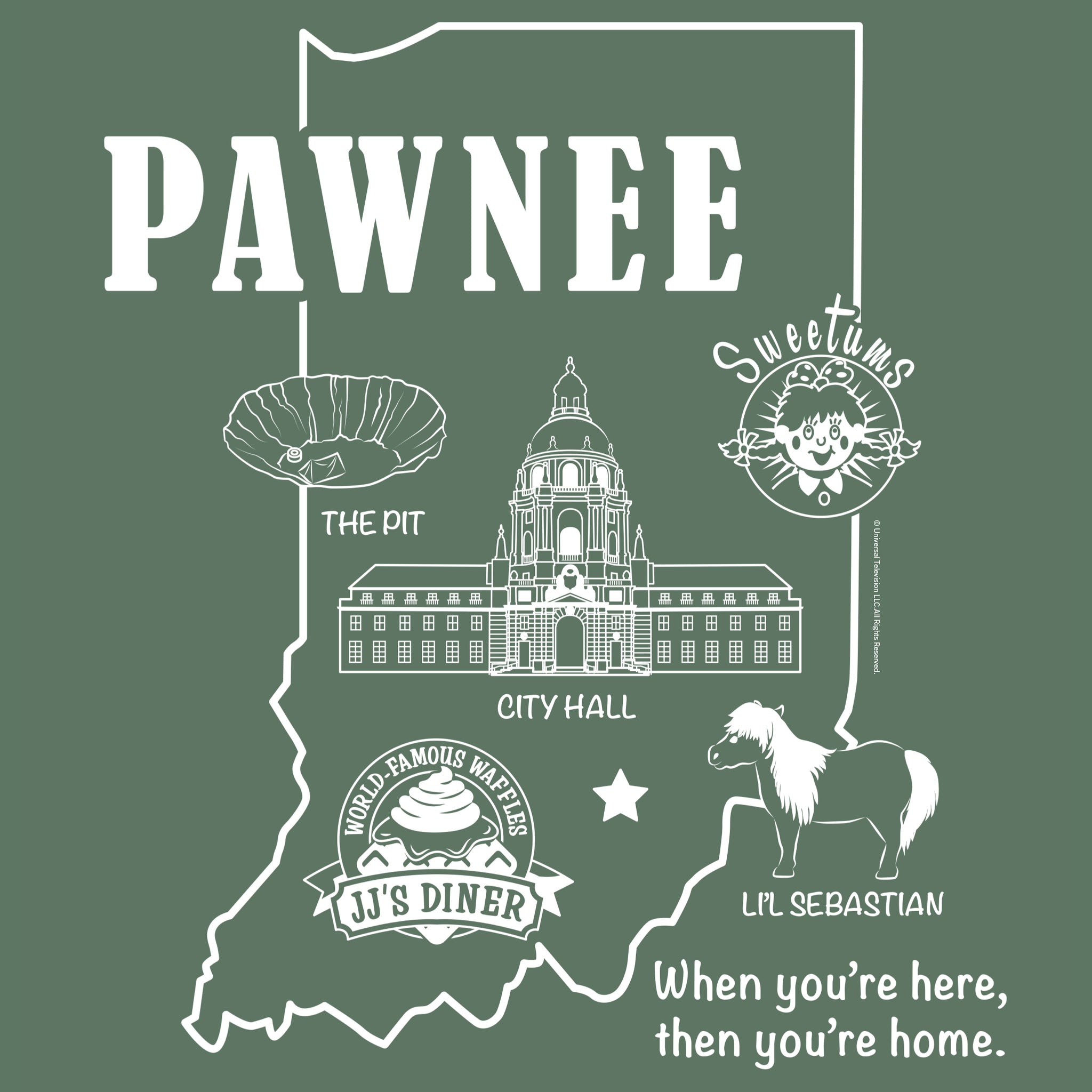 Parks and Recreation Pawnee Indiana Map Sherpa Blanket NBC Store
