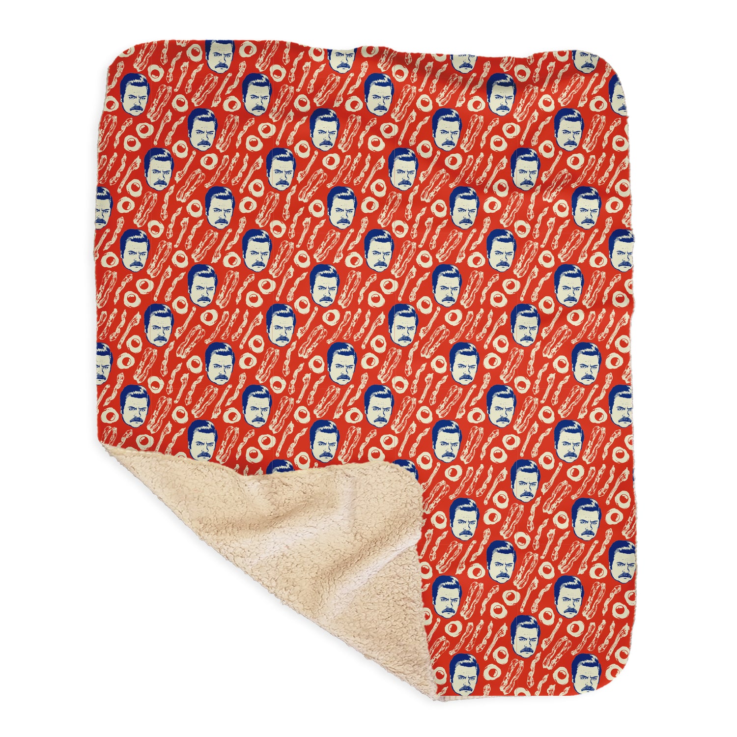 Parks and Recreation Ron Swanson Bacon Pattern Sherpa Blanket