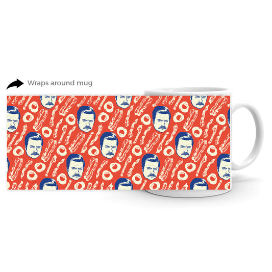 Parks and Recreation Ron Swanson Bacon Pattern Mug