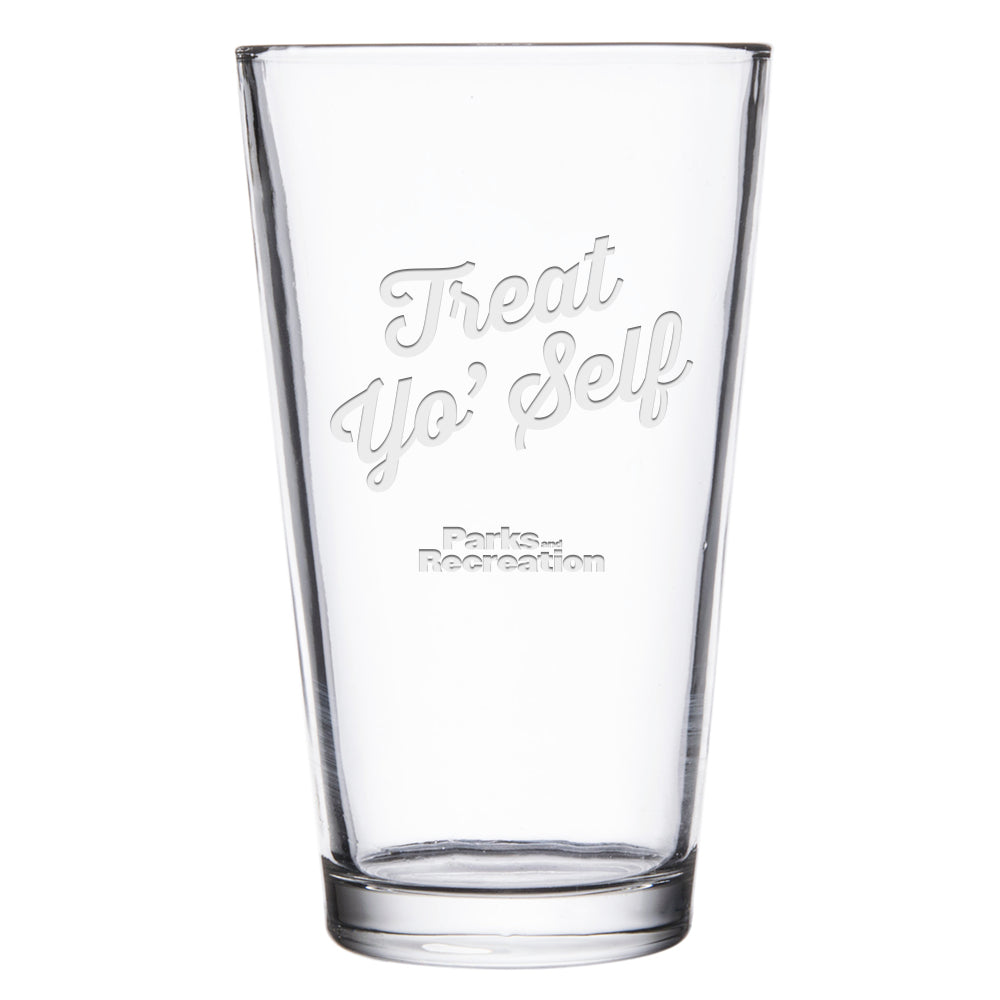 Parks and Recreation Treat Yo Self Laser Engraved Pint Glass